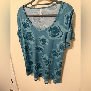 LuLaRoe Women’s XL shirt with flowers / Size XL / Teal Blue / Soft Material